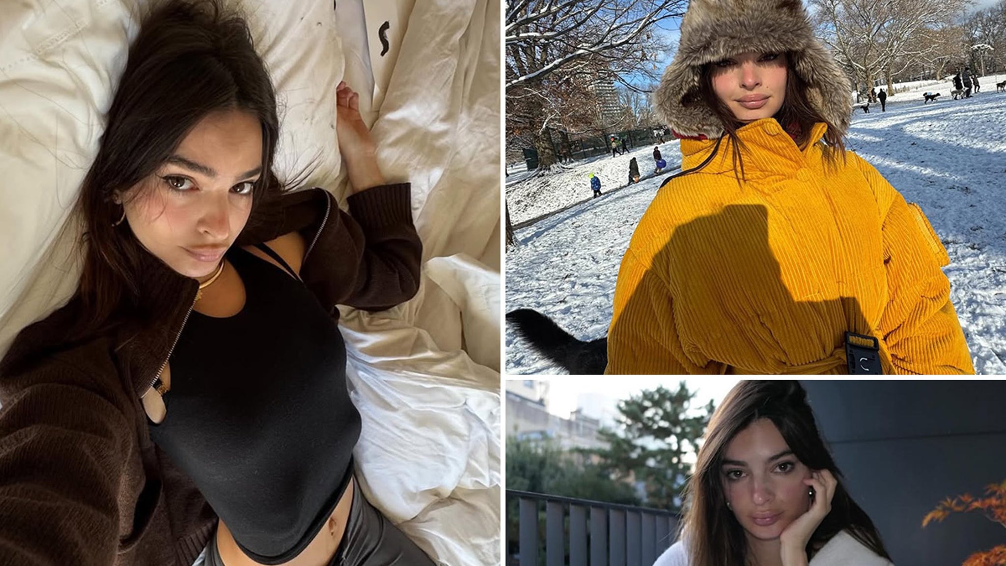 Emily Ratajkowski looks cheerful in her dashing December