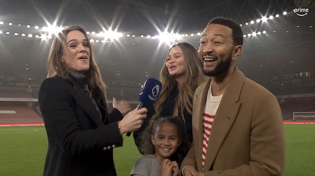 Clueless! John Legend and his wife Chrissy Teigen prove that not all Americans follow our beautiful game as she confuses 'underdog' Chelsea with Ipswich on the trip to Arsenal.