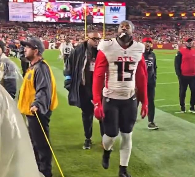 Shocking moment: Atlanta Falcons' Matthew Judon appears to hit rival fan's phone after being interrupted