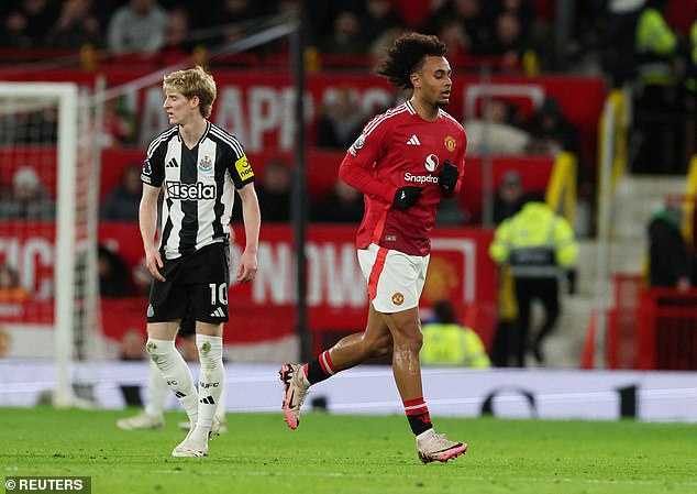 Joshua Zirkzee is loudly booed by Man United fans at Old Trafford as he is dragged off just 33 minutes into his disastrous first half against Newcastle.