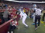 Tempers flare at the Lions-49ers game when Jauan Jennings is brutally shoved into the crowd before being slapped by his rival.