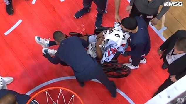 NBA star Bub Carrington leaves game in wheelchair after terrifying head injury