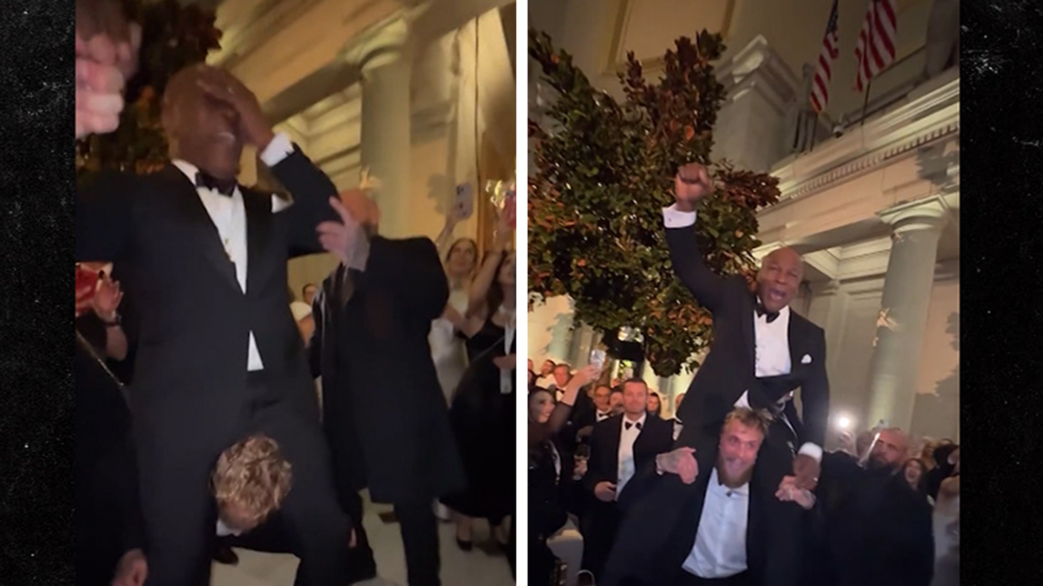 Jake Paul puts Mike Tyson on his shoulders at Trump party