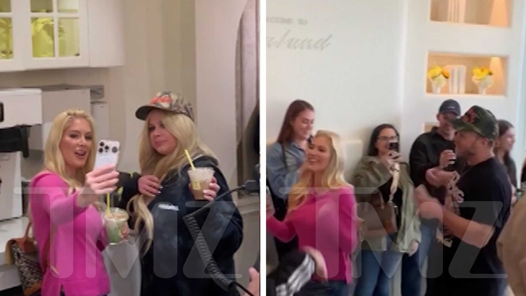 Spencer Pratt, Heidi Montag and Avril Lavigne visit the La Café for a donation campaign for fire aid