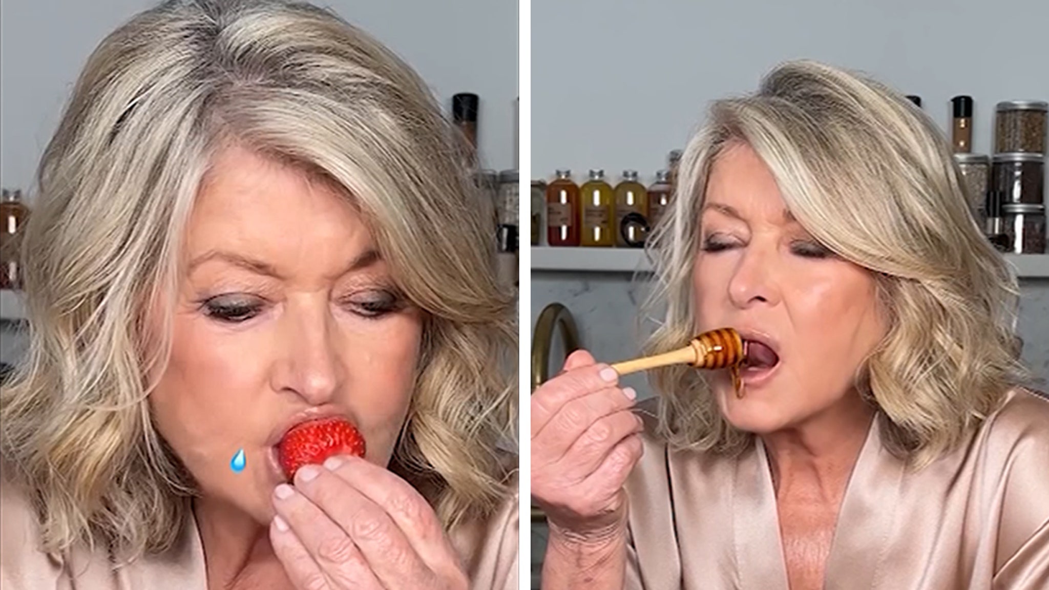 Martha Stewart moans seductively and sips strawberry in the IG thirst trap