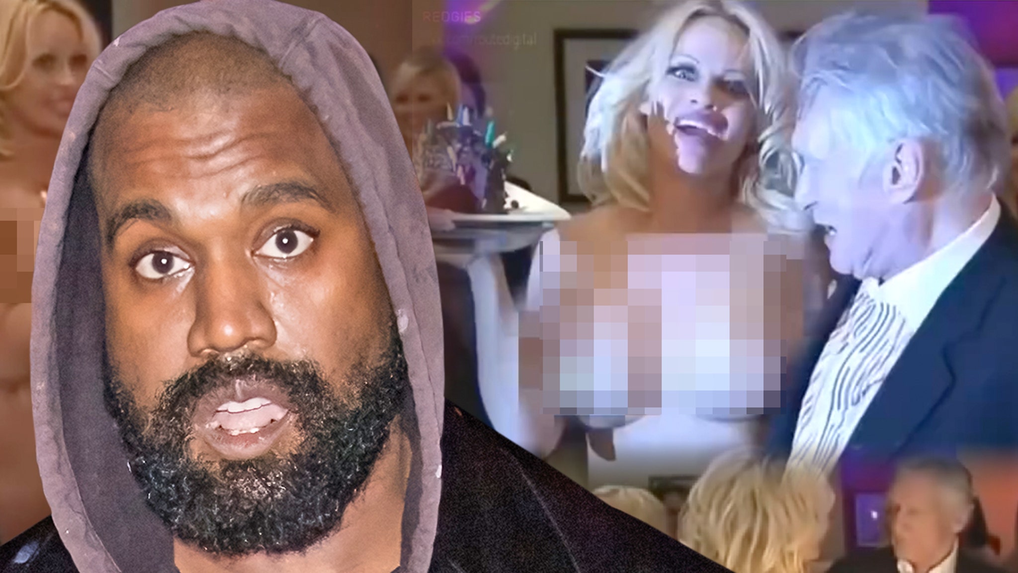 Kanye West releases throwback video with naked Pamela Anderson and Hugh Hefner