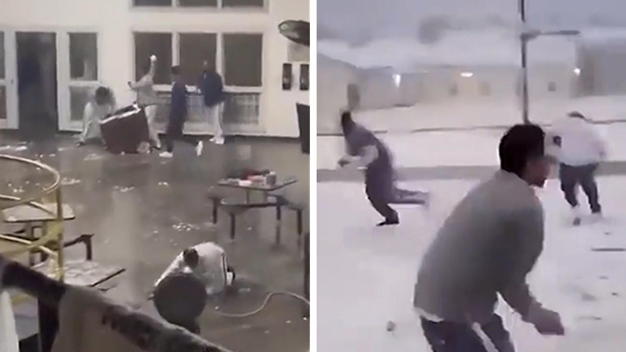 Prisoners enjoy snowball fight after rare storm, video shows