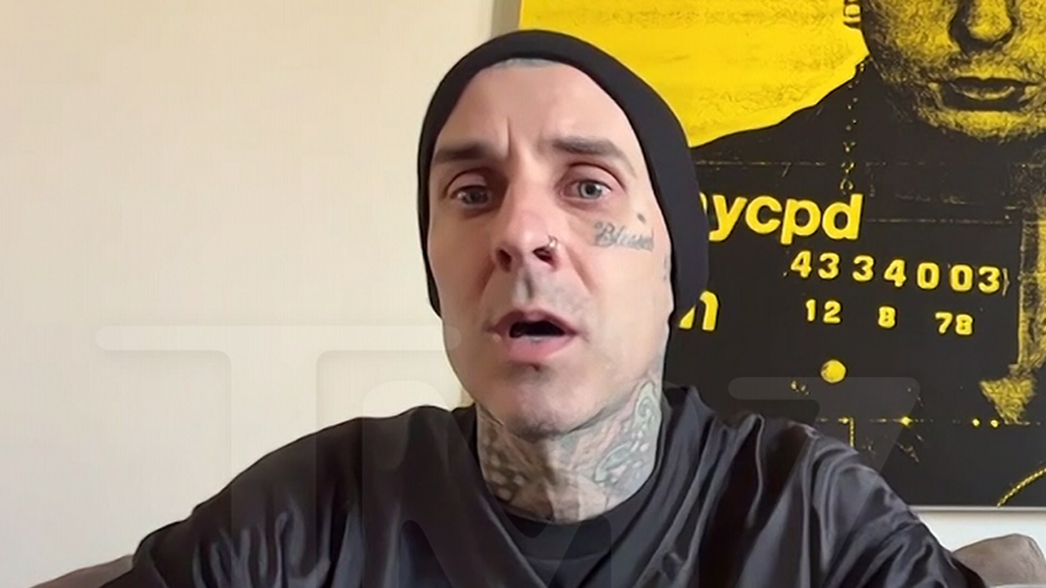 Travis Barker greets imprisoned firefighters who fight the forest fires in La