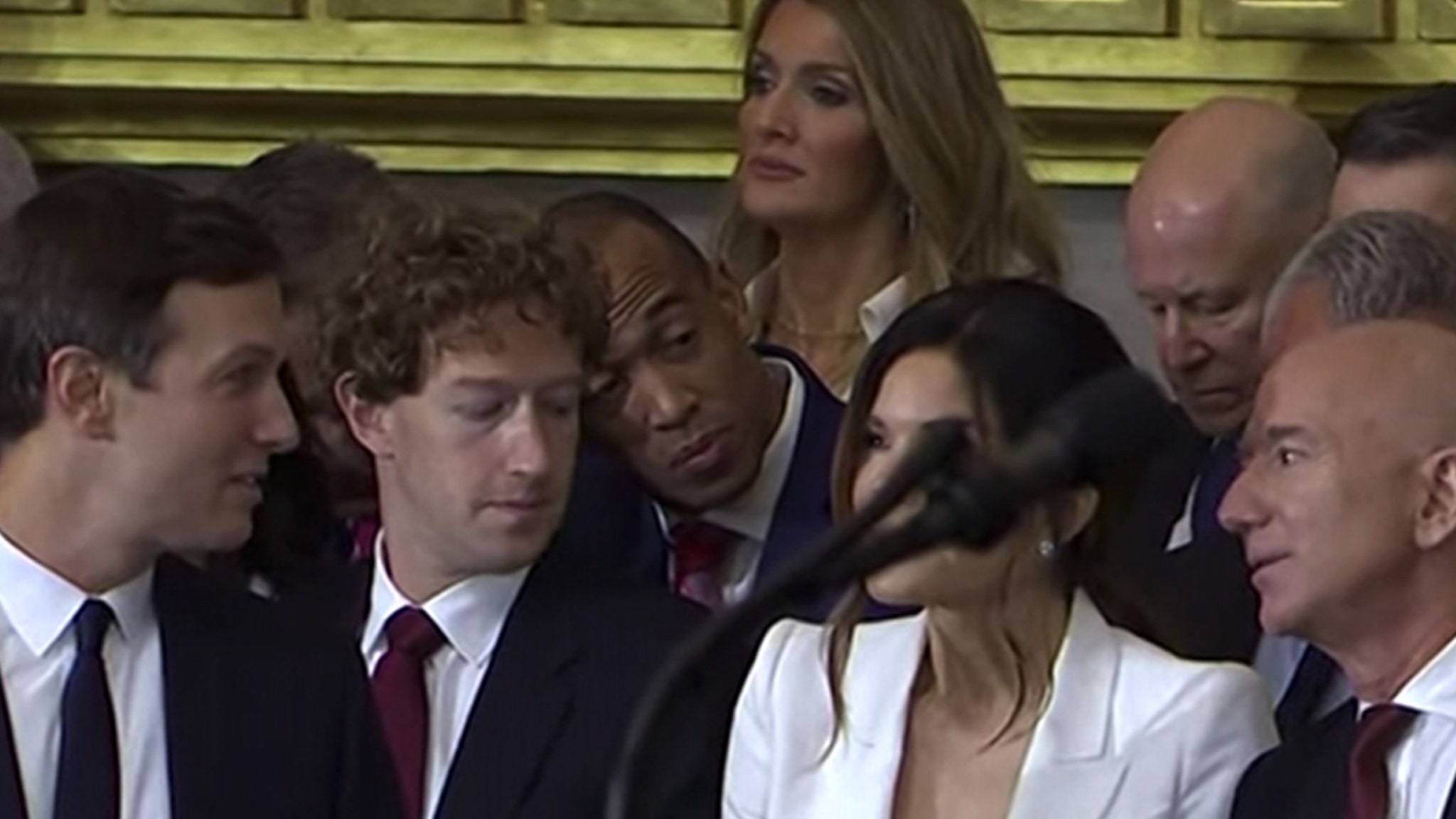 Mark Zuckerberg was spotted staring at Lauren Sanchez's breasts at the inauguration