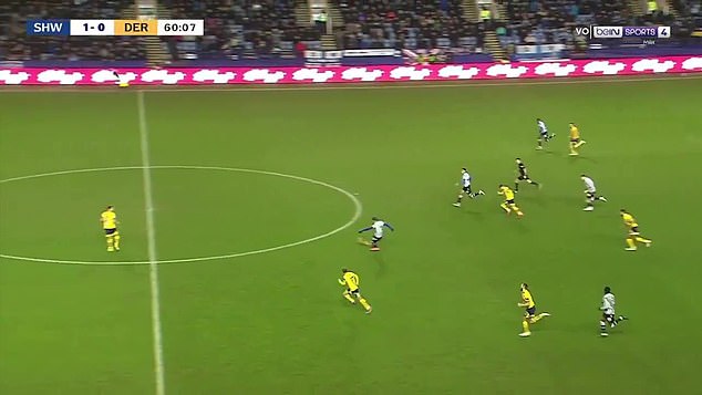 Sheffield Wednesday star Josh Windass scores a screamer from inside his OWN HALF as he mentions a personal milestone in style during the 4-2 win over Derby.