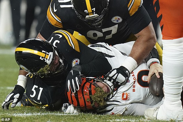 Bengals quarterback Joe Burrow suffers an injury after a hard hit to the head in the Steelers matchup.