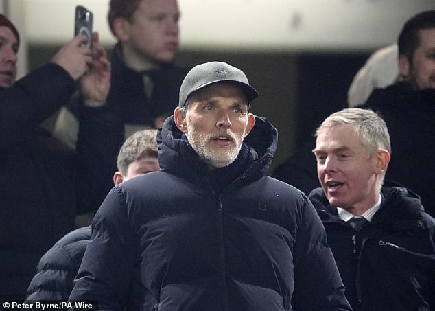 Thomas Tuchel appears at Anfield as he watches Liverpool vs Man United with the New England manager attending his third Premier League match of the weekend.