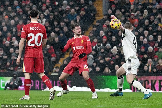 Gary Neville and Jamie Carragher question Matthijs de Ligt after the Dutchman awarded Liverpool a penalty for a handball