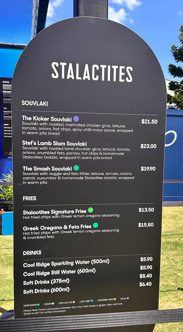 Incredible prices revealed at Australian Open – fans are charged .80 for hot chips and 9 for a cap – but at least the oven gloves are cheap.