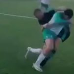 Moment Conor McGregor FIGHTS his opponent on the ground in an amateur football match, before following up with a forceful tackle!