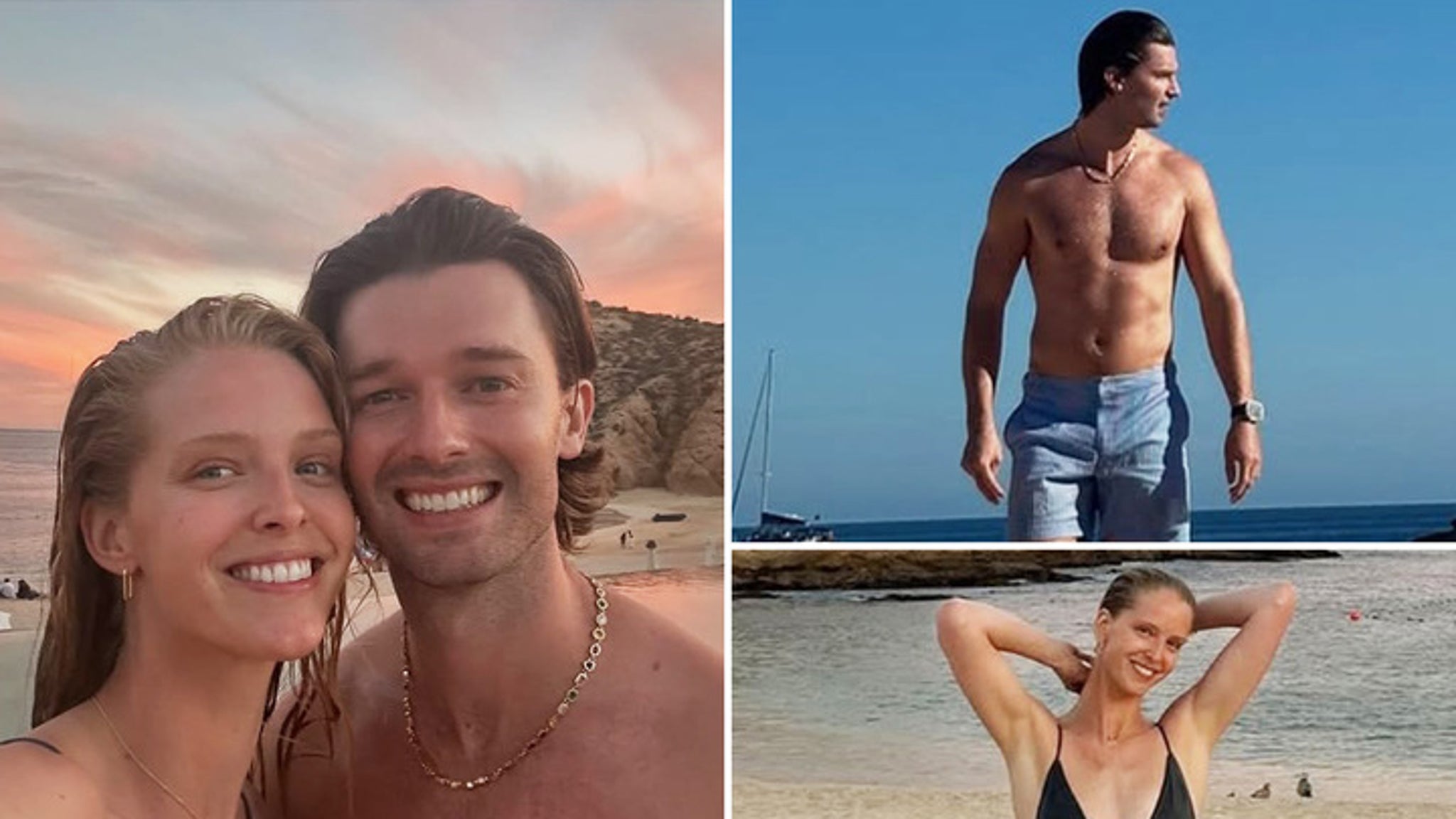 Patrick Schwarzenegger cuddles with his fiancée Abby Champion on a beach vacation