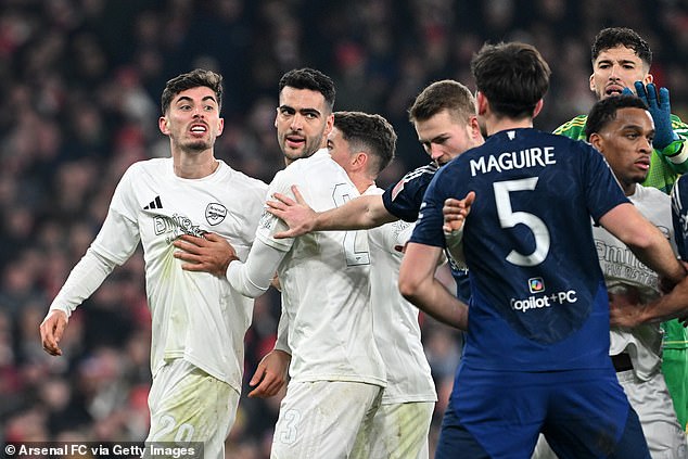 Revealed: Harry Maguire's 'three-word message to Kai Havertz' as pair clashed in massive brawl, after Arsenal awarded controversial penalty in FA Cup defeat to Man United