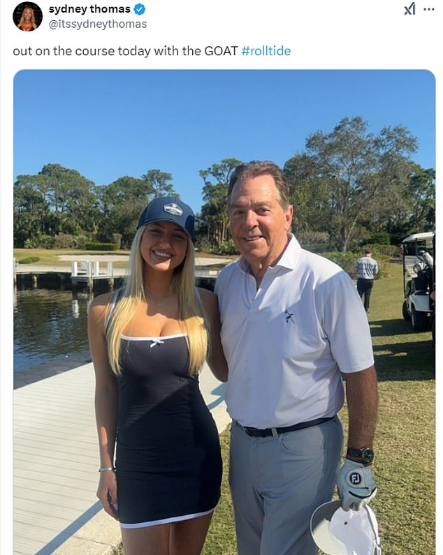 Viral ring girl Sydney Thomas dates Nick Saban… days after revealing an SEC coach slid into her DMs