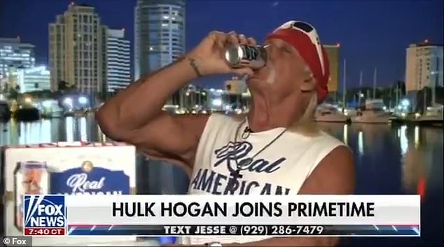 Hulk Hogan toasts Trump's impending inauguration by banging beers on Fox after being booed by WWE fans in Los Angeles.