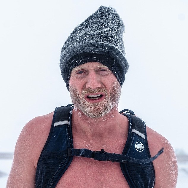 The former Chelsea star looks unrecognizable as he pushes his body to the limit half-naked in freezing conditions.