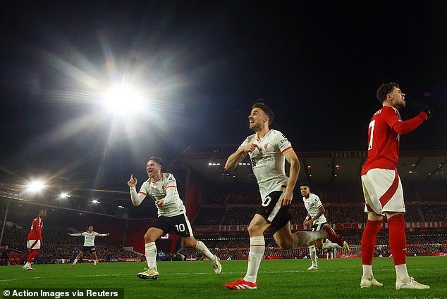 Nottingham Forest 1-1 Liverpool: Diogo Jota scores 22 seconds after coming on to cancel out Chris Wood's opener in a City Ground thriller