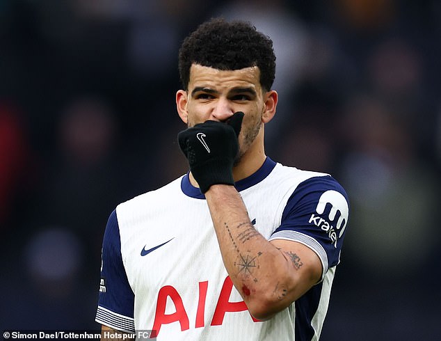 Tottenham's injury crisis deepens as Dominic Solanke is ruled out of the game against Everton, and there are fears the £65million man could miss more games, in another blow to Ange Postecoglou's strugglers.