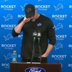 Detroit Lions coach Dan Campbell fights back tears after shocking NFL playoff loss to Washington Commanders.