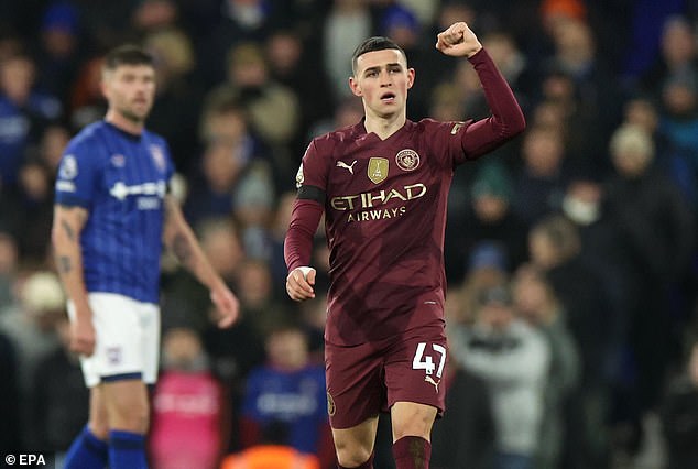 Phil Foden hails Manchester City's 6-0 thrashing of Ipswich as the 'best performance' of the season… as he aims for a 'top four' finish