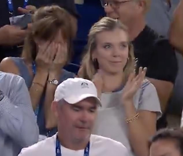 Touching moment as Alex de Minaur's mother breaks down in tears and hugs Katie Boulter, as the Australian star achieves a major milestone in her career