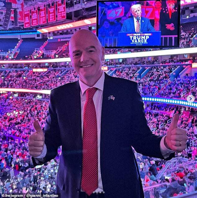 FIFA president Gianni Infantino gushes about Donald Trump after being mentioned in his victory speech as World Cup fever heats up in the US.