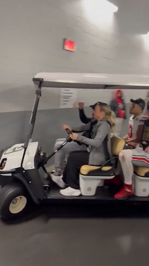 Awkward moment: Ohio State cart crashes into wall after win at Notre Dame… before team is forced to get off and walk