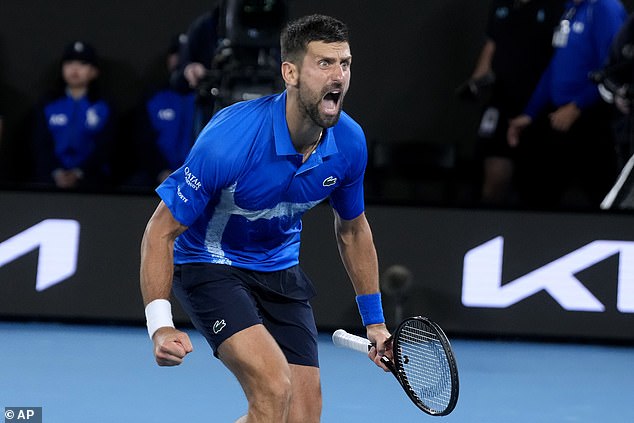 Novak Djokovic battles injury to defeat Carlos Alcaraz in thrilling Australian Open quarter-final match… as coach Andy Murray looks on