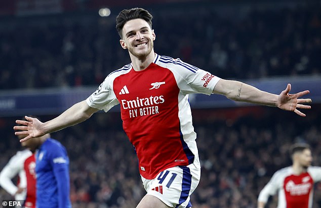 Arsenal 3-0 Dinamo Zagreb: Declan Rice's first Champions League goal helps Gunners to brink of qualification for last 16