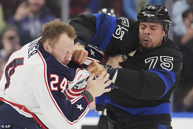 Watch what fans are calling the 'hockey fight of the year' between Toronto and Columbus