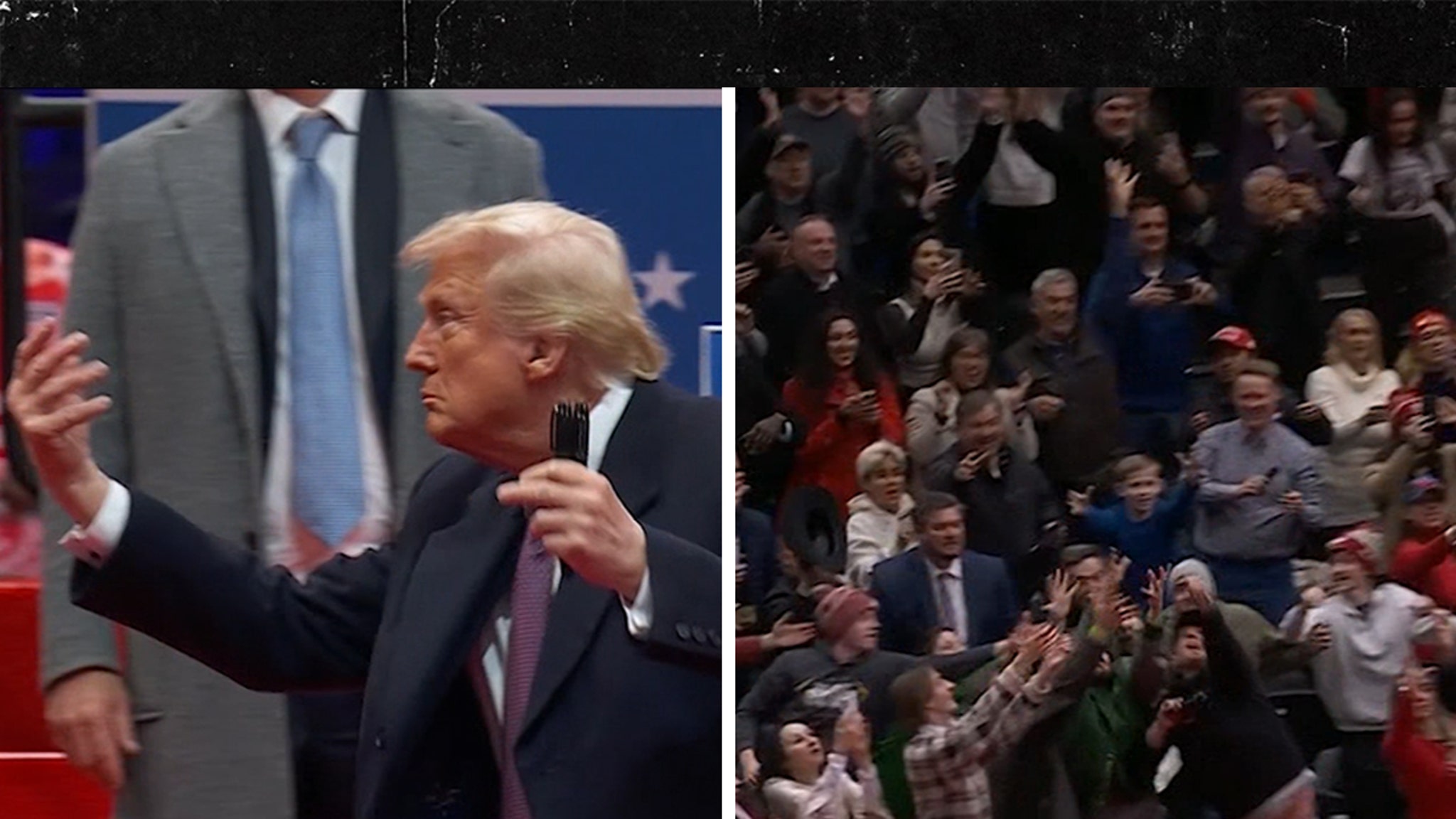 Donald Trump signs executive orders and throws pens into the giddy crowd