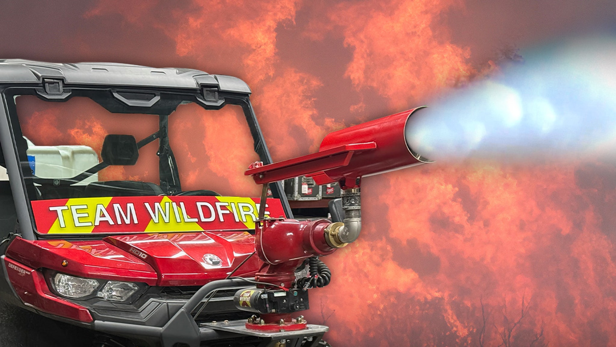 Epic truck with a nozzle engine, built to combat the forest fires in Los Angeles and to defend wind