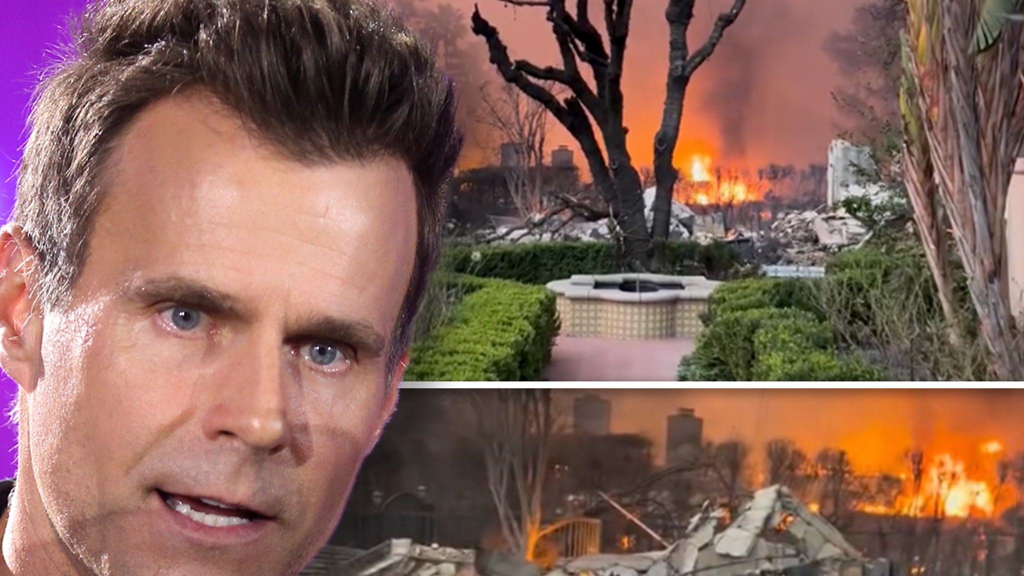 Soap star Cameron Mathison's house burns in LA fire, video shows ruins