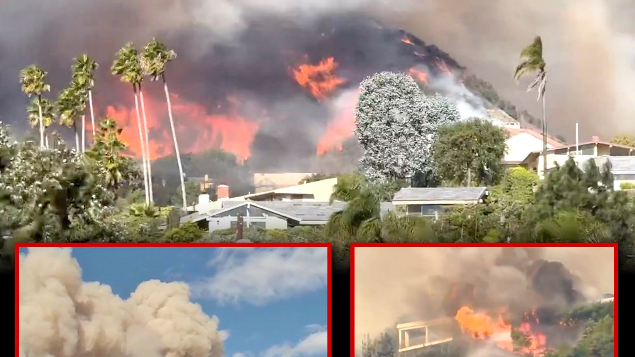 A wildfire sweeps through Pacific Palisades, threatening celebrity homes