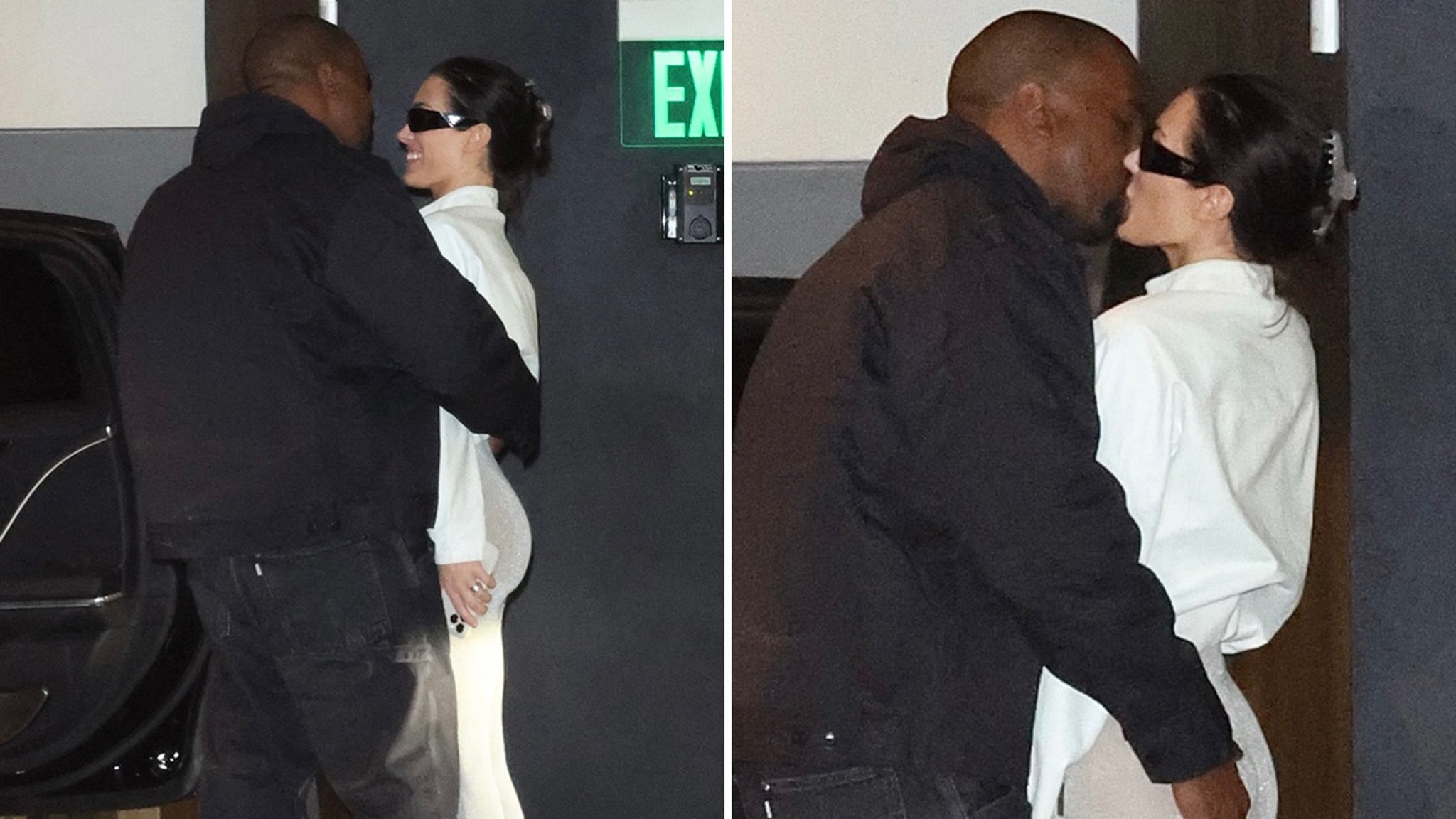 Kanye West grabs Bianca's butt and kisses them during the practical excursion