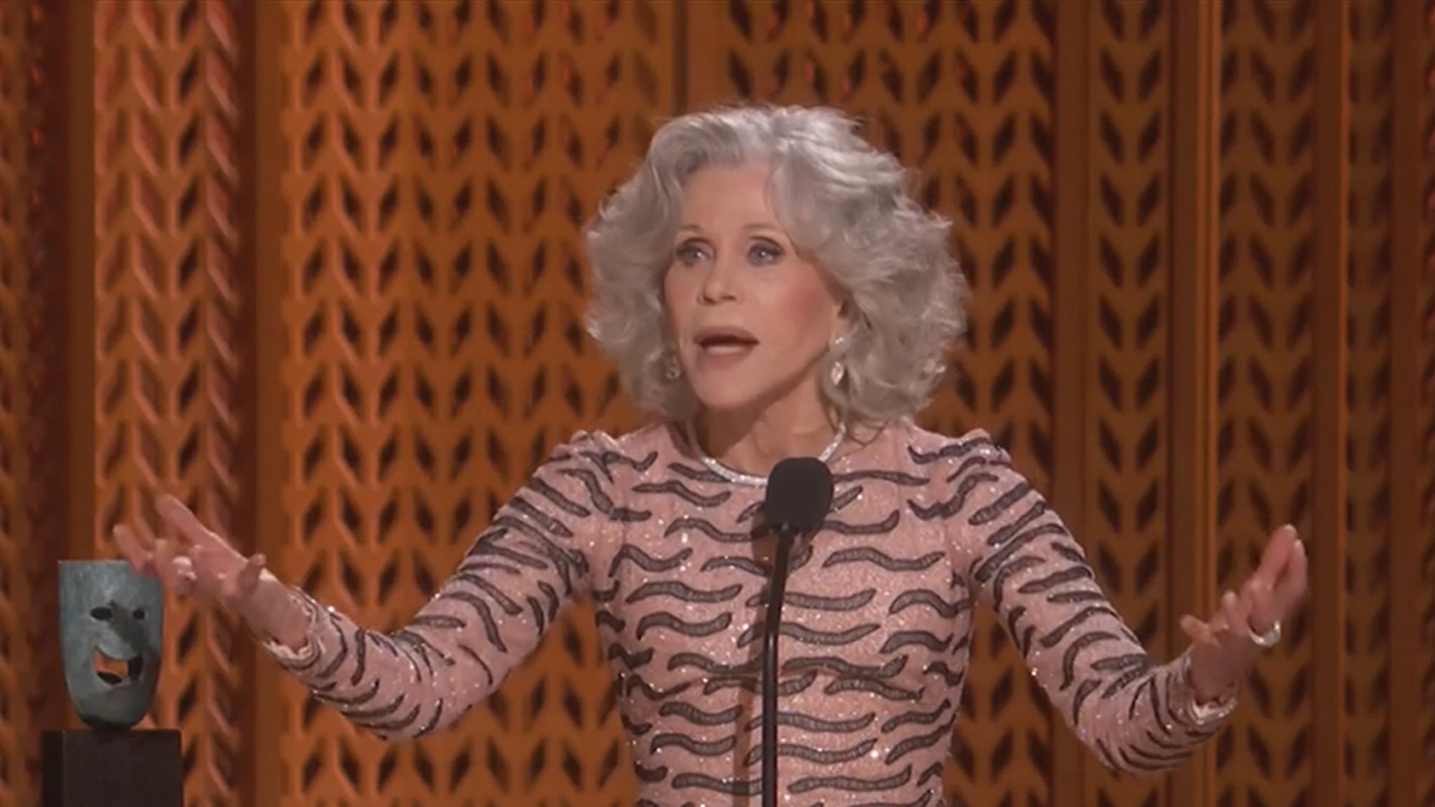 Jane Fonda warns the amount of SAG Awards of political developments that come