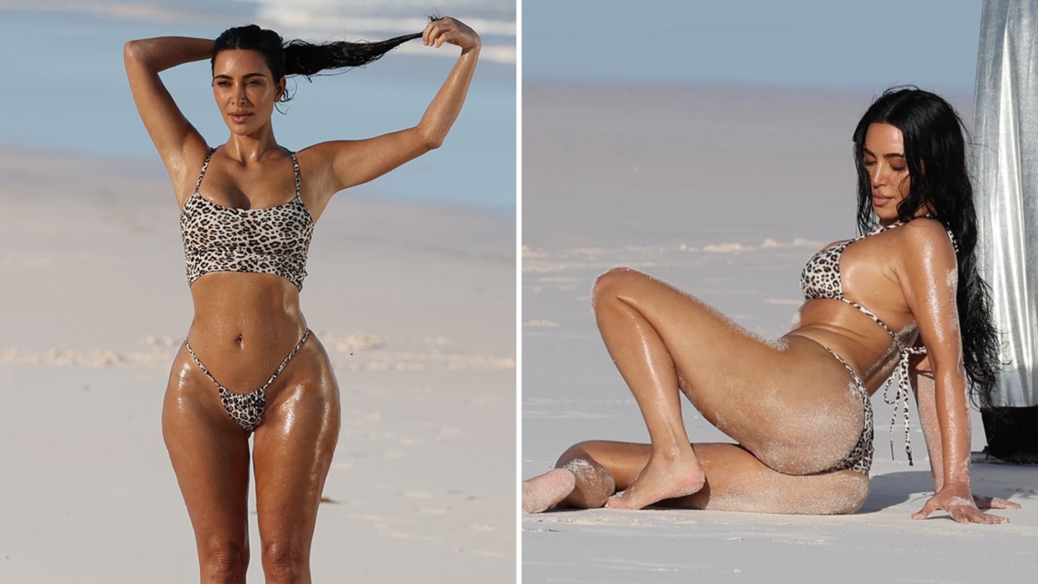 Kim Kardashian rocks tiny leopard-print bikini for Bahama's photo shoot