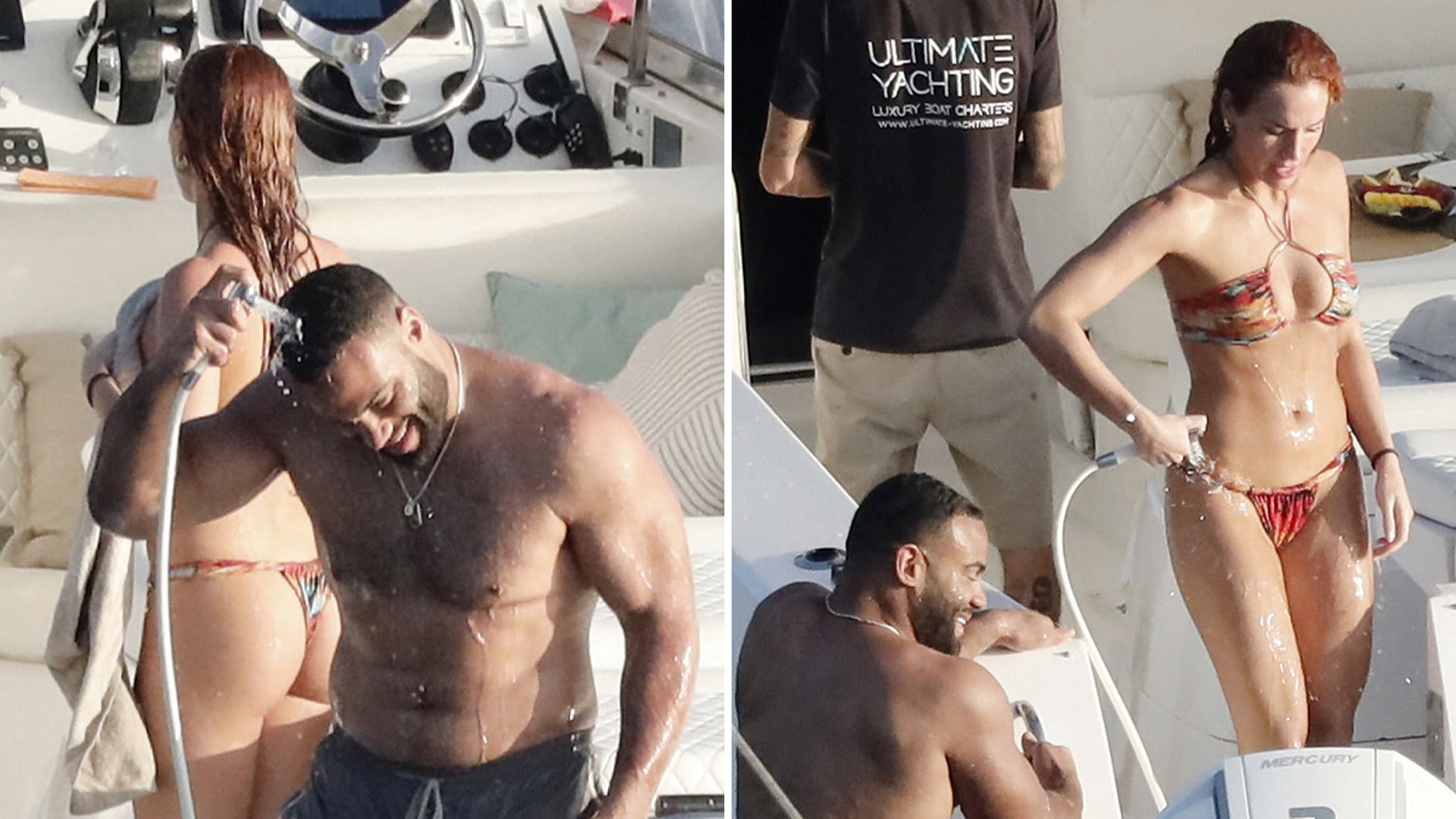 NFLS Solomon Thomas and GF show incredible bodies on the yacht in St. Barts