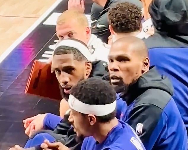 The incredible clip seems to show Kevin Durant's reaction in the middle of the game to the 'crazy' Luka Doncic-Anthony Davis