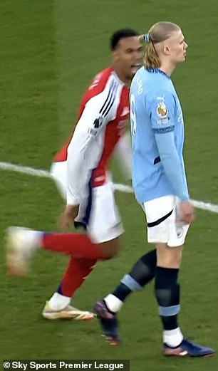 Gabriel laughs on Erling Haaland's face as he refuses to 'stay humble' after the early arsenal score against Man City