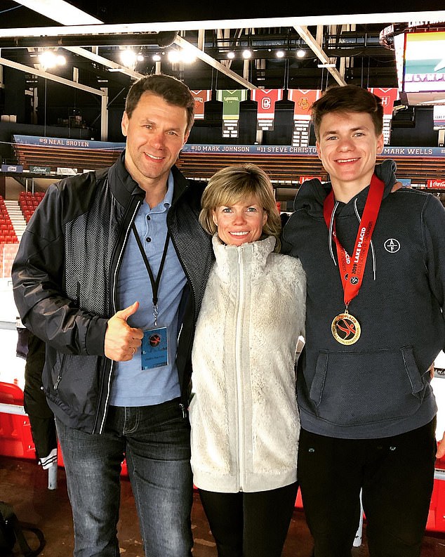 Maxim Naumov figurative skater is surrounded by family friends after the death of their parents in DC's plane accident