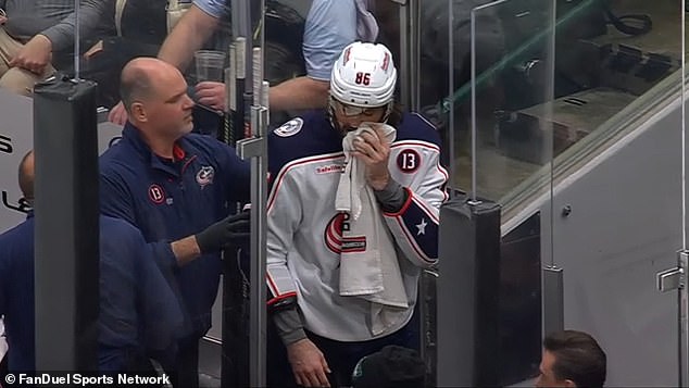 The Columbus Blue Jackets star, Kirill Marchenko, stays with a disgusting lesion after being beaten with Puck in the bank