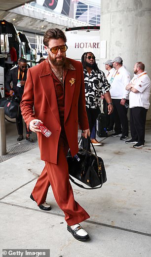 Look the other way, Taylor Swift! Travis Kelce surprises fans with extravagant outfit for Super Bowl