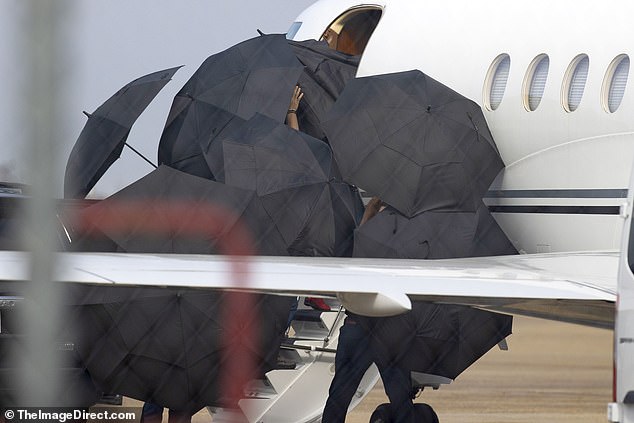 Taylor makes a quick escape from New Orleans in his private jet after the anguish of the Travis Kelce Super Bowl