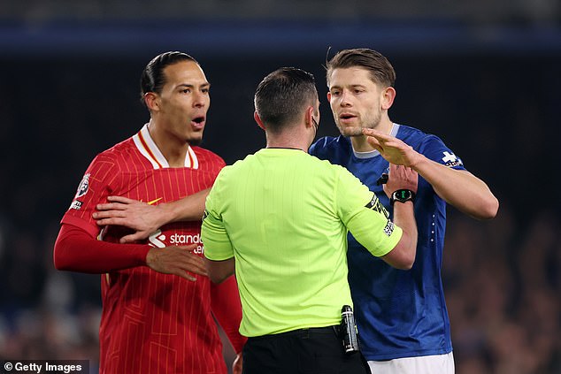 Liverpool captain, Virgil Van Dijk, asks referee Michael Oliver after Goodison Park Brawl and hits Everton midfielder for 'very great provocation'