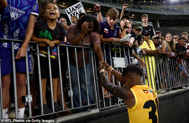 Moenth Moment The indigenous player All Stars Liam Ryan meets an AFL emotional fanatic